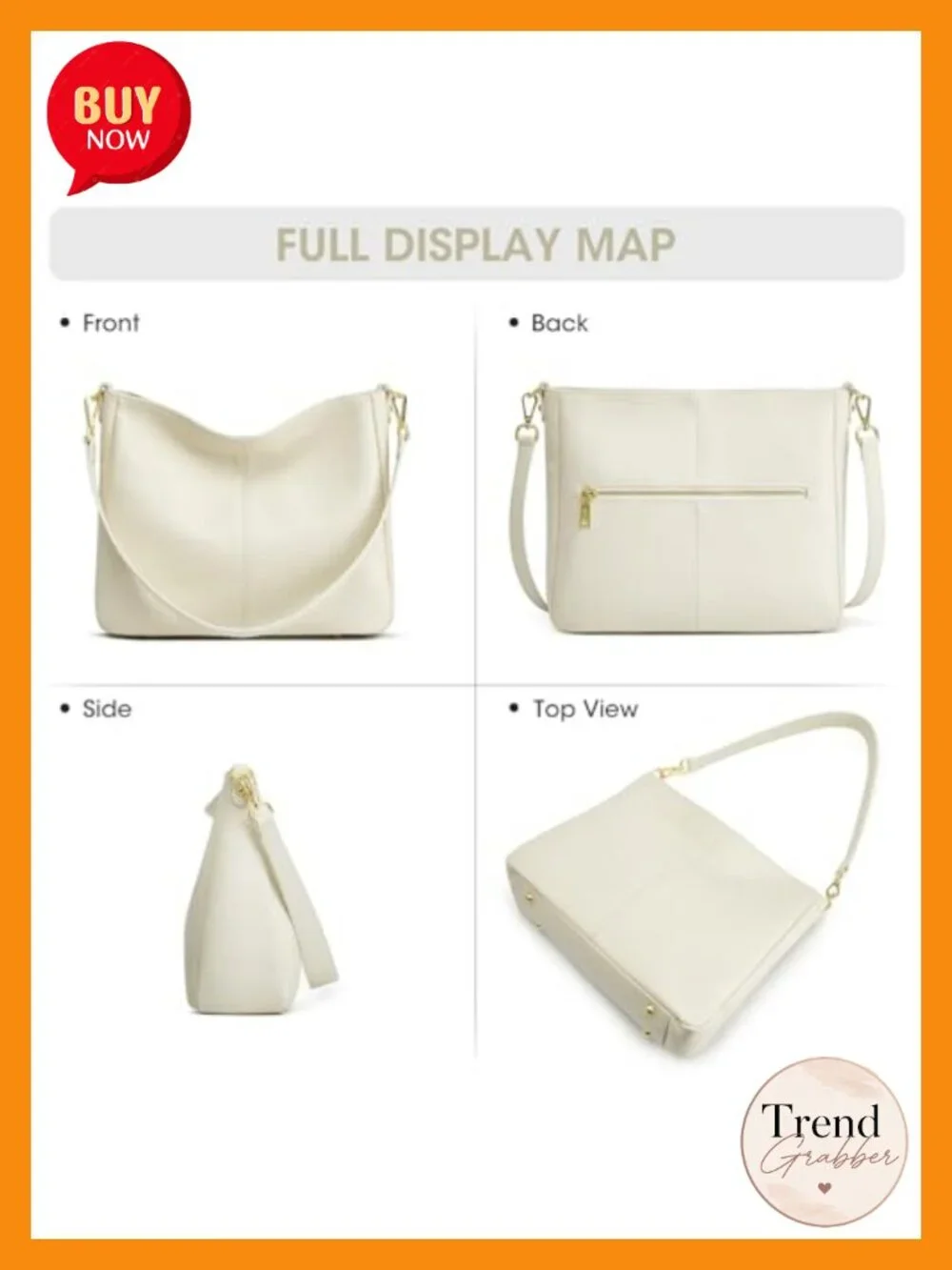 Genuine Leather Hobo Crossbody Bag with 2 Straps, Slouchy Shoulder Handbag